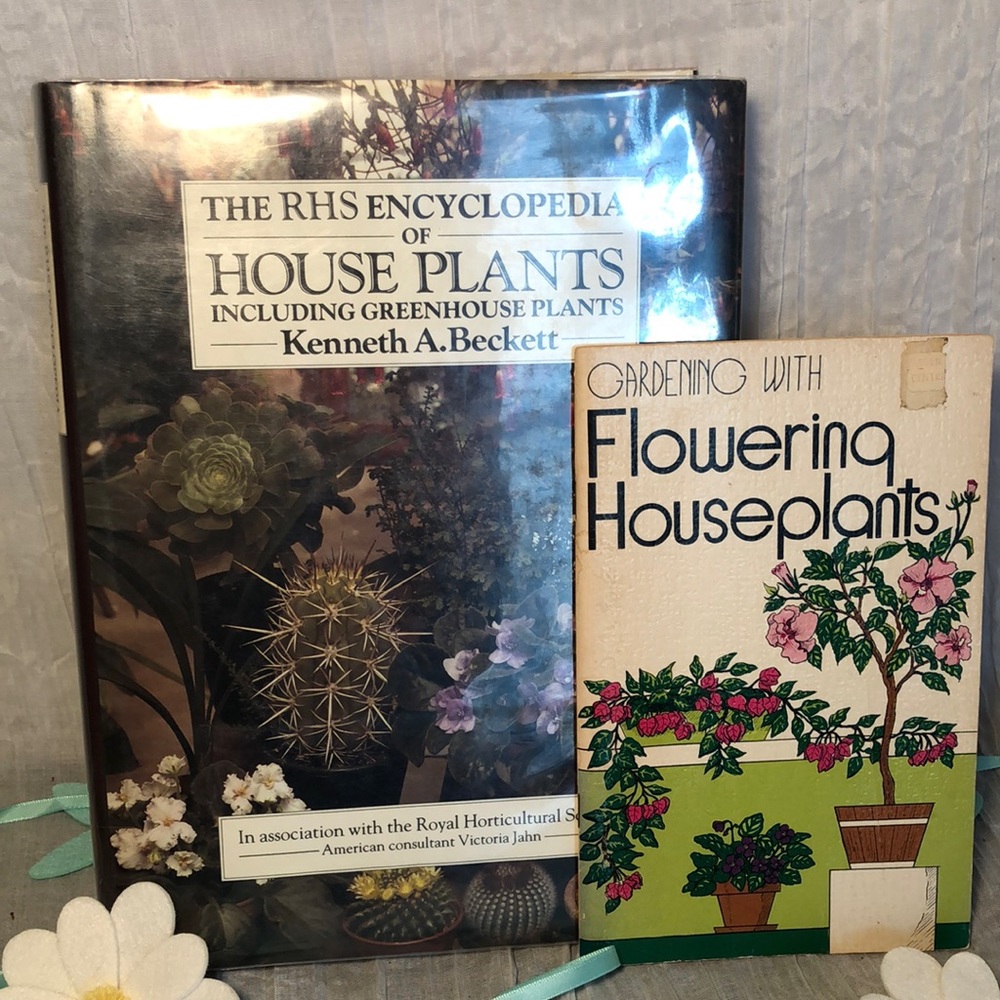 Vintage lot of 2 books HOUSEPLANTS & GARDENING hardcover & paperback '87